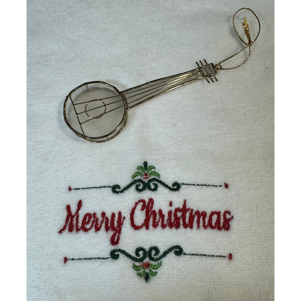 Vintage Capiz Shell Ornament BANJO Musical String Instrument 4-1/2" High